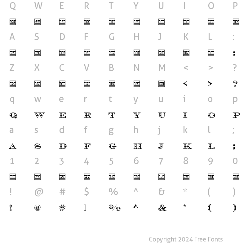 Character Map of ChevalierIniD Regular