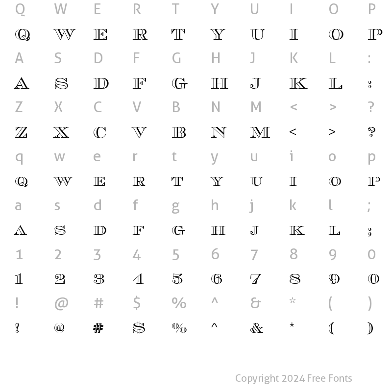 Character Map of ChevalierOpeDCD Regular