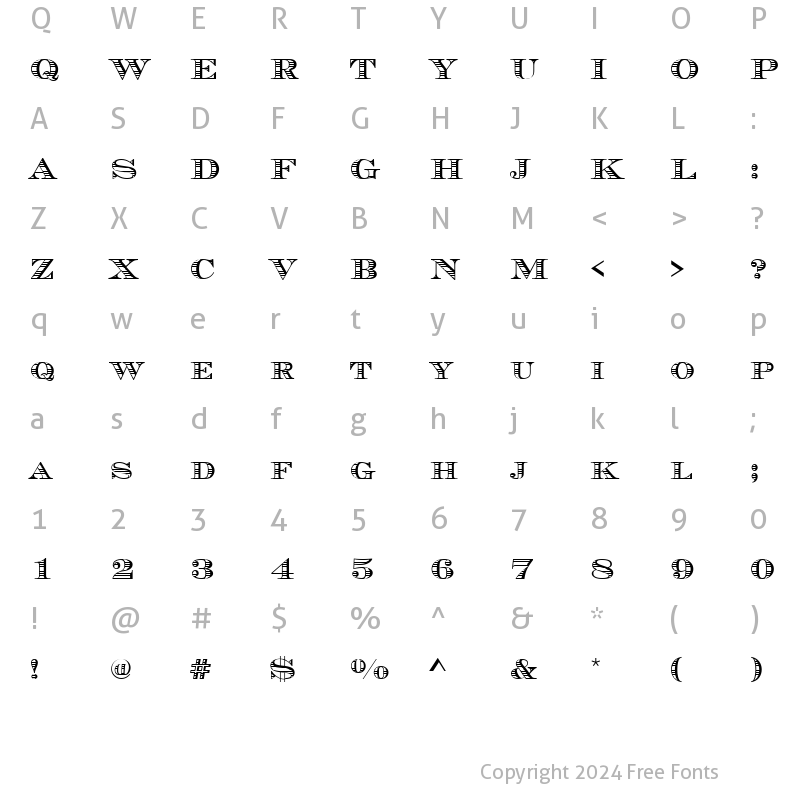 Character Map of ChevalierStrSCD Regular