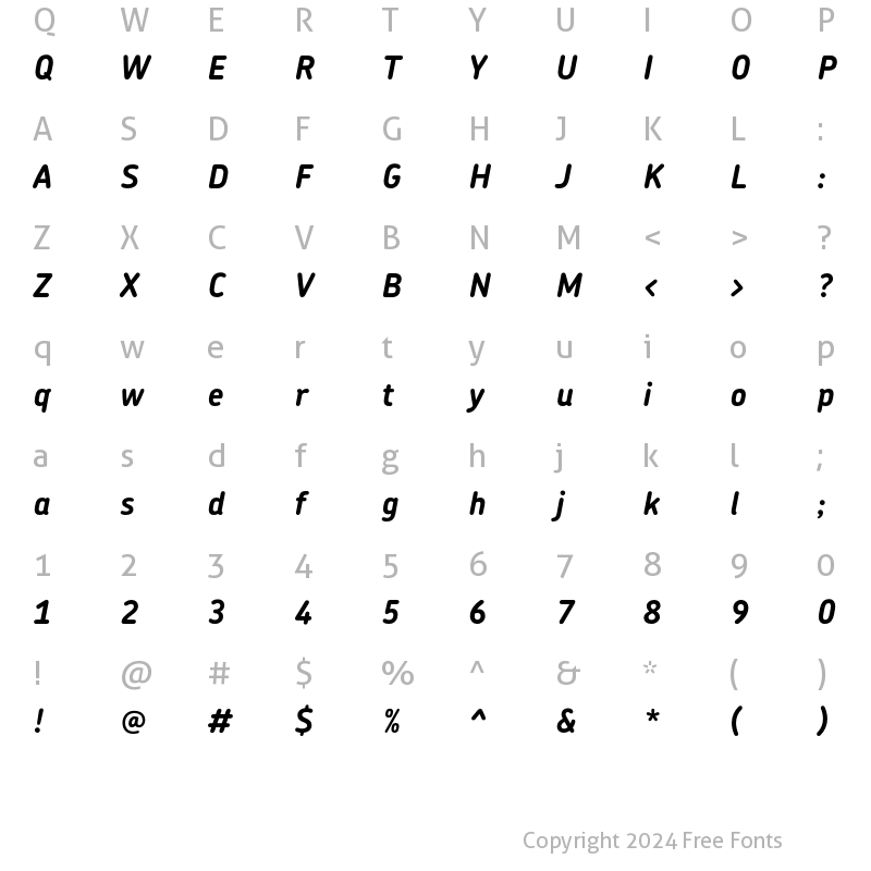 Character Map of Chevin BoldItalic