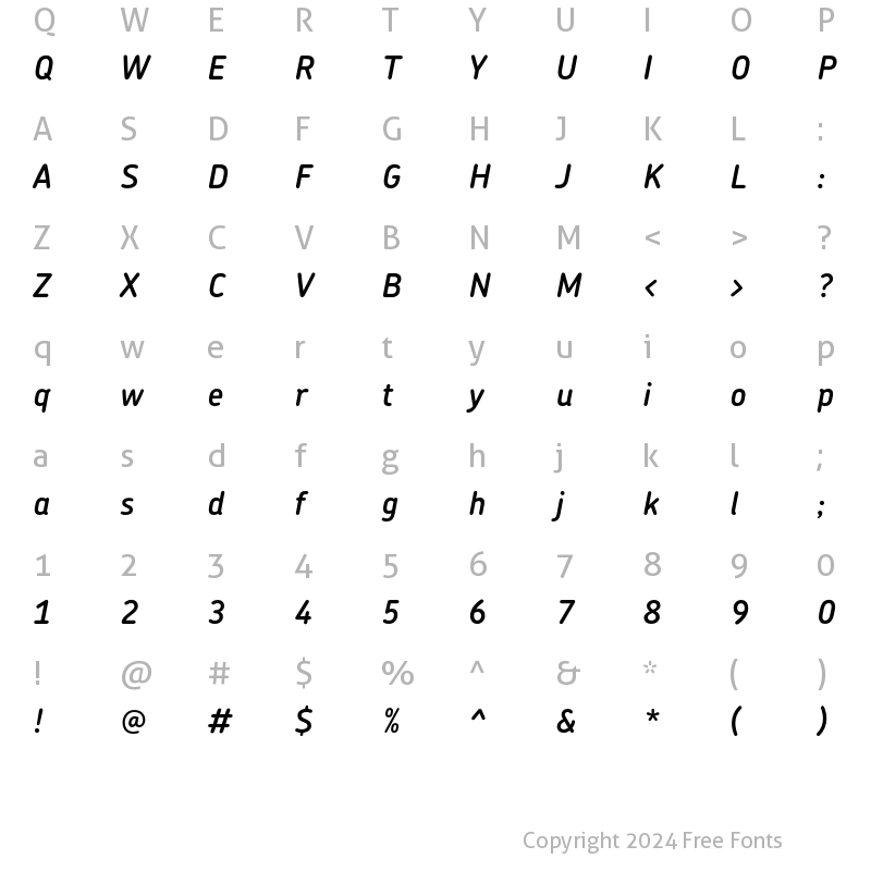 Character Map of Chevin DemiBoldItalic