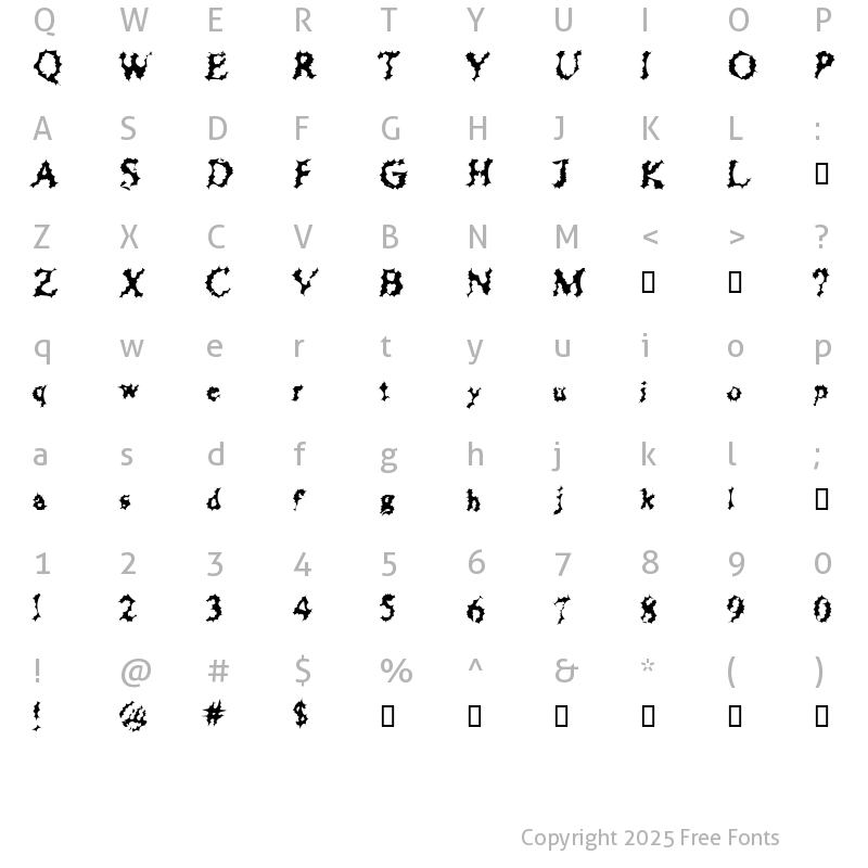 Character Map of Chewed Straw Regular