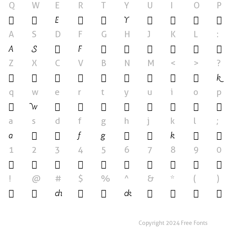 Character Map of Chianti ItAlt BT Italic Alternate