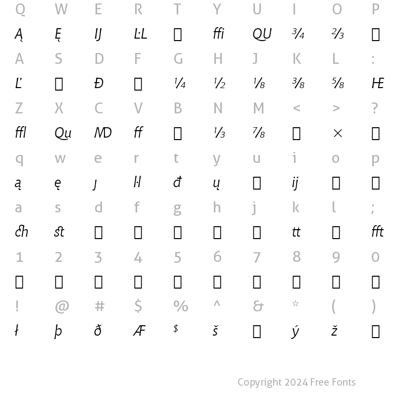 Character Map of Chianti ItExt BT Italic Extension