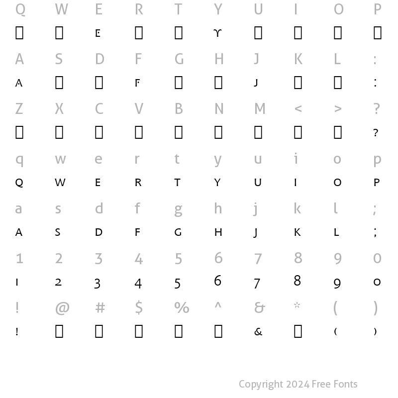 Character Map of Chianti SmCap BT Small Cap