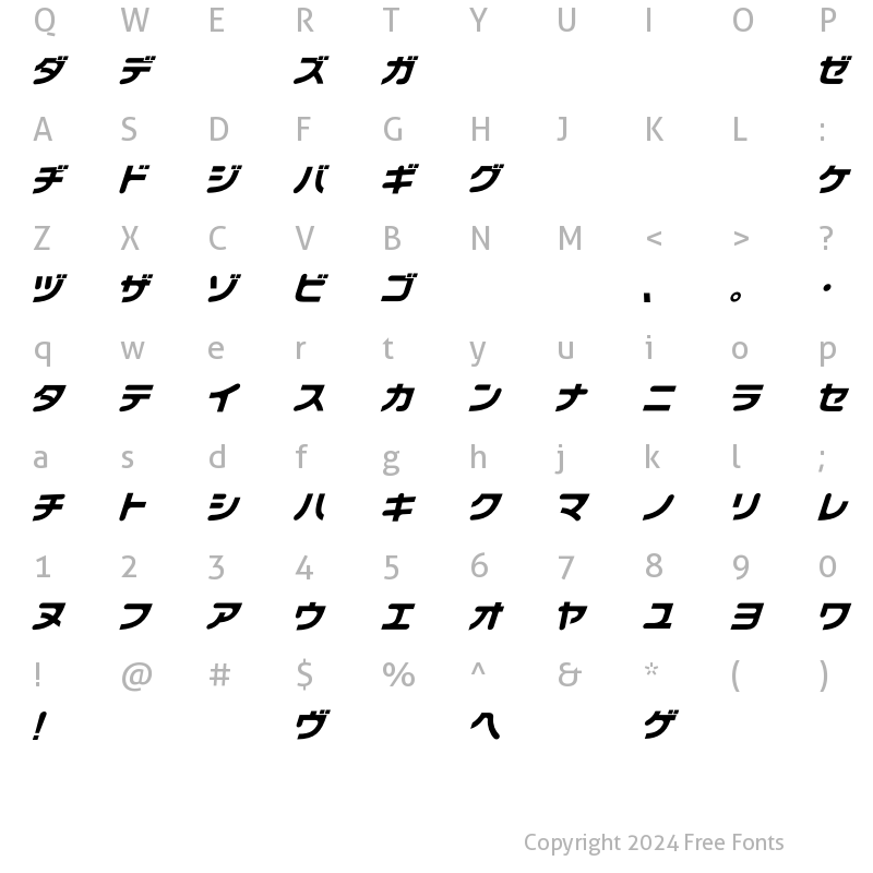 Character Map of Chibacity Regular