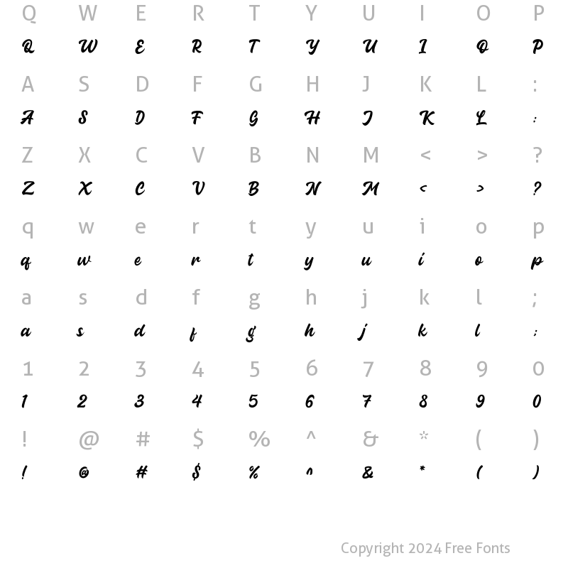 Character Map of Chicago Script Regular