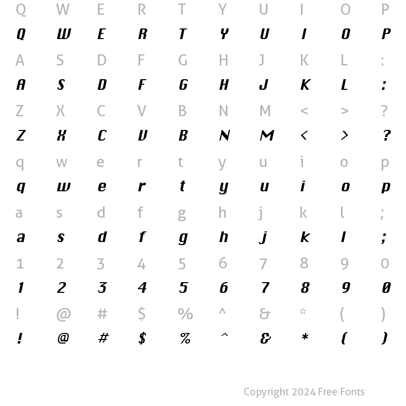 Character Map of Chicane Italic