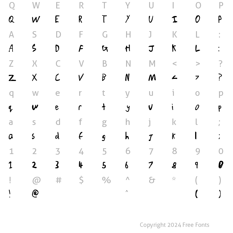 Character Map of Chicken Scratch V1 Regular