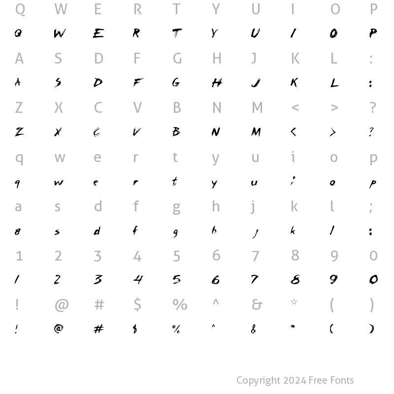 Character Map of ChickenScratch AOE Regular