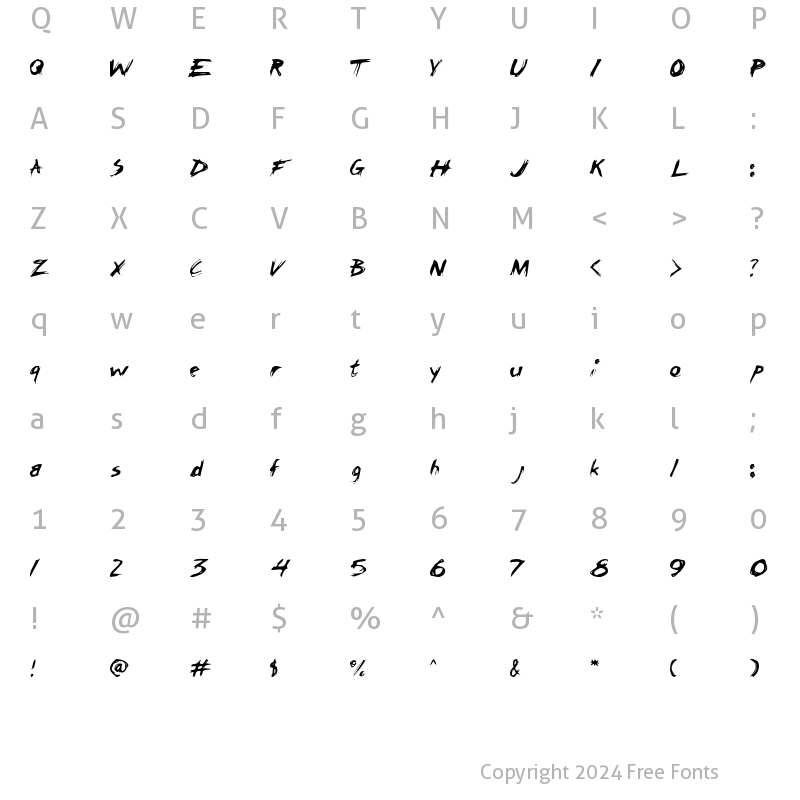 Character Map of ChickenScratchAOE Regular