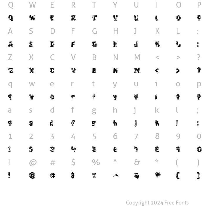 Character Map of Chilada ICG Tres Regular