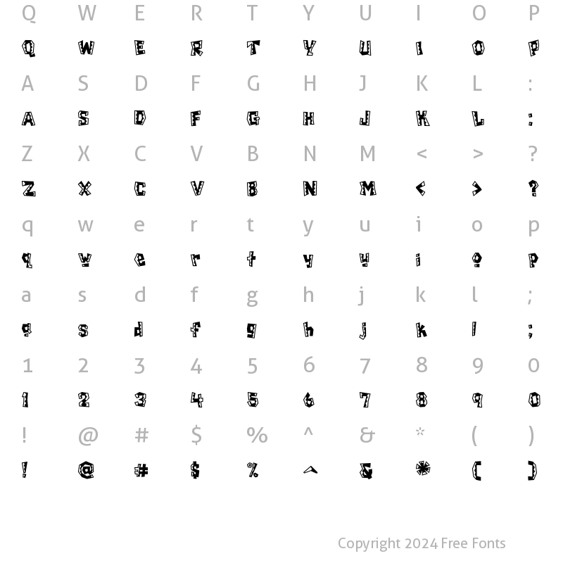 Character Map of ChiladaICG Tres Regular