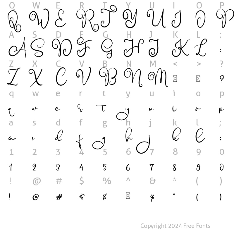 Character Map of Childish Regular