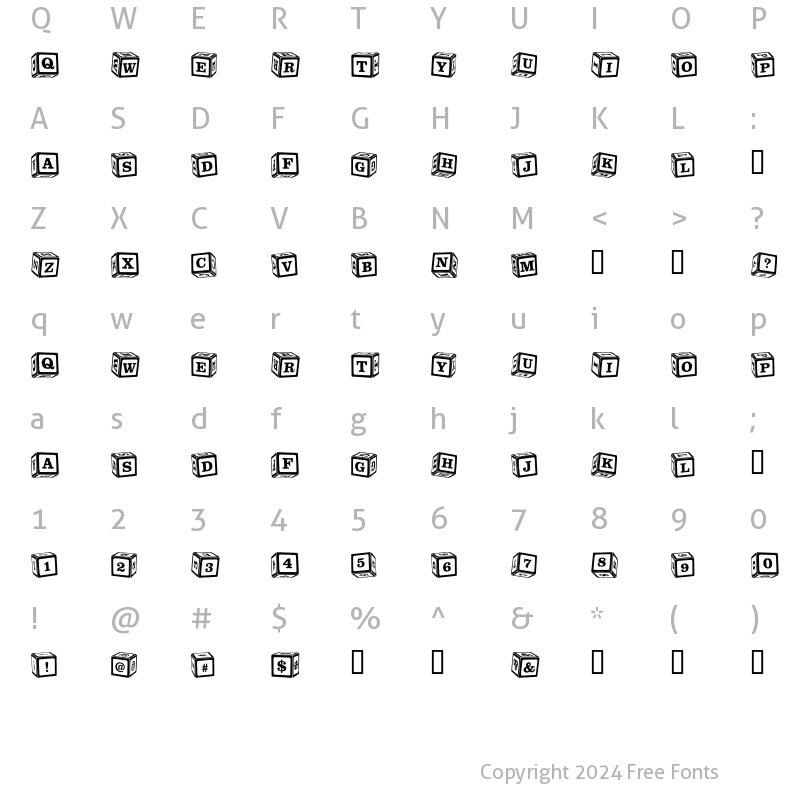 Character Map of Childs Play Blocks