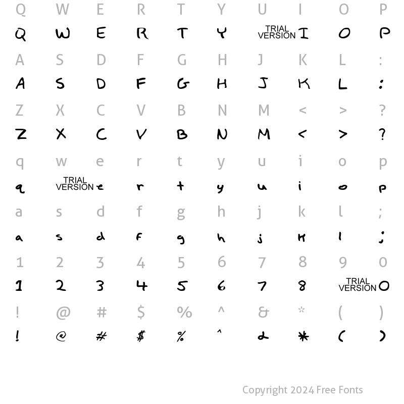 Character Map of Child's Play Trial Version Normal