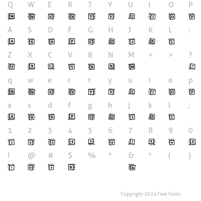 Character Map of ChildsPlay Blocks Regular