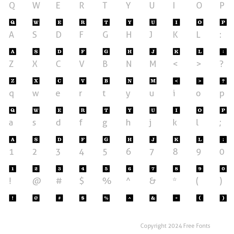 Character Map of ChildsPlay BlocksSolid Bold