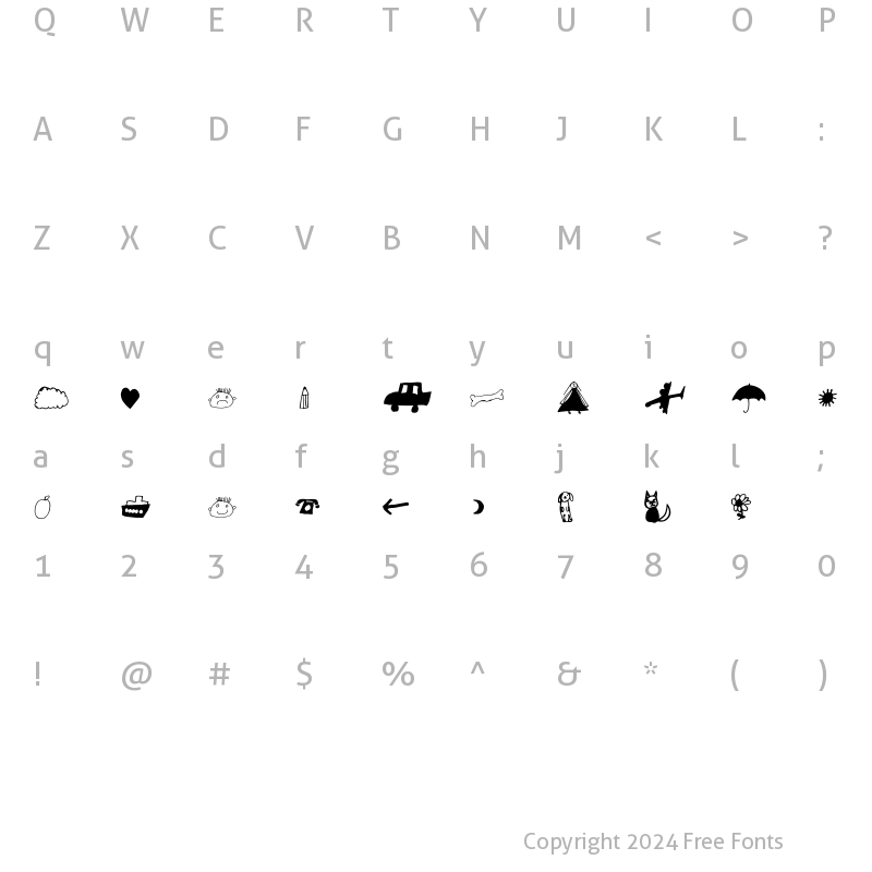 Character Map of ChildsPlay Dingbats Regular