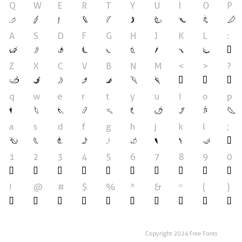 Character Map of Chili Pepper Dingbats Regular