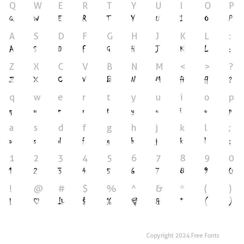 Character Map of Chiller LET Plain