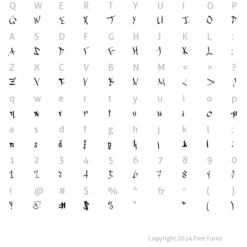 Character Map of Chinese Calligraphy Regular