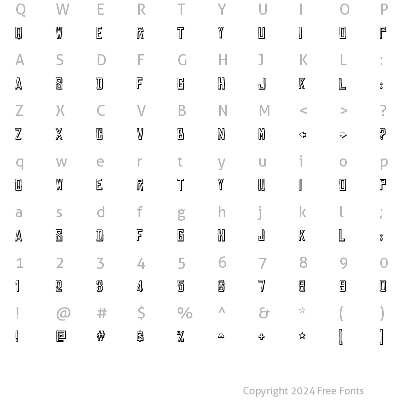 Character Map of Chinese Rocks Shaded Regular