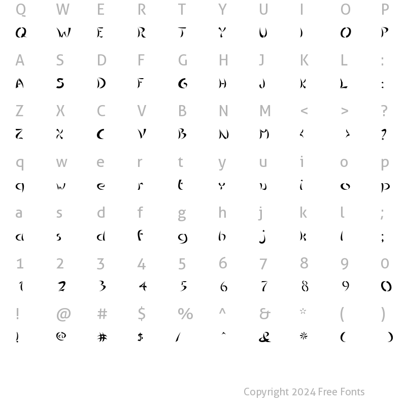 Character Map of Chinoiseries Regular