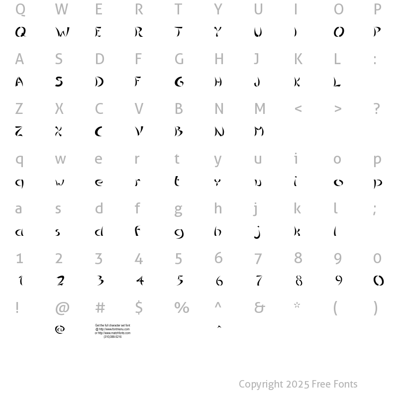 Character Map of Chinoiseries Tryout Regular