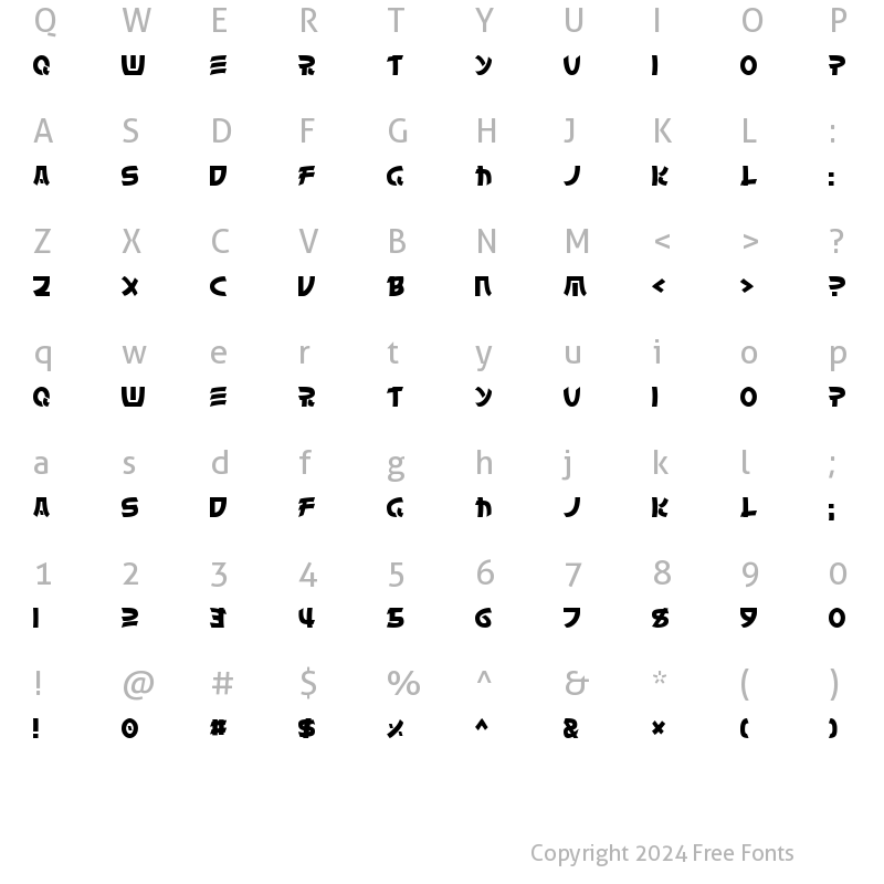 Character Map of Chinyen Normal