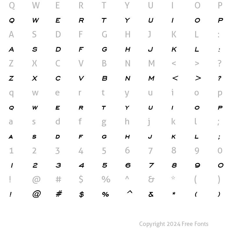 Character Map of Chisel Bold Italic