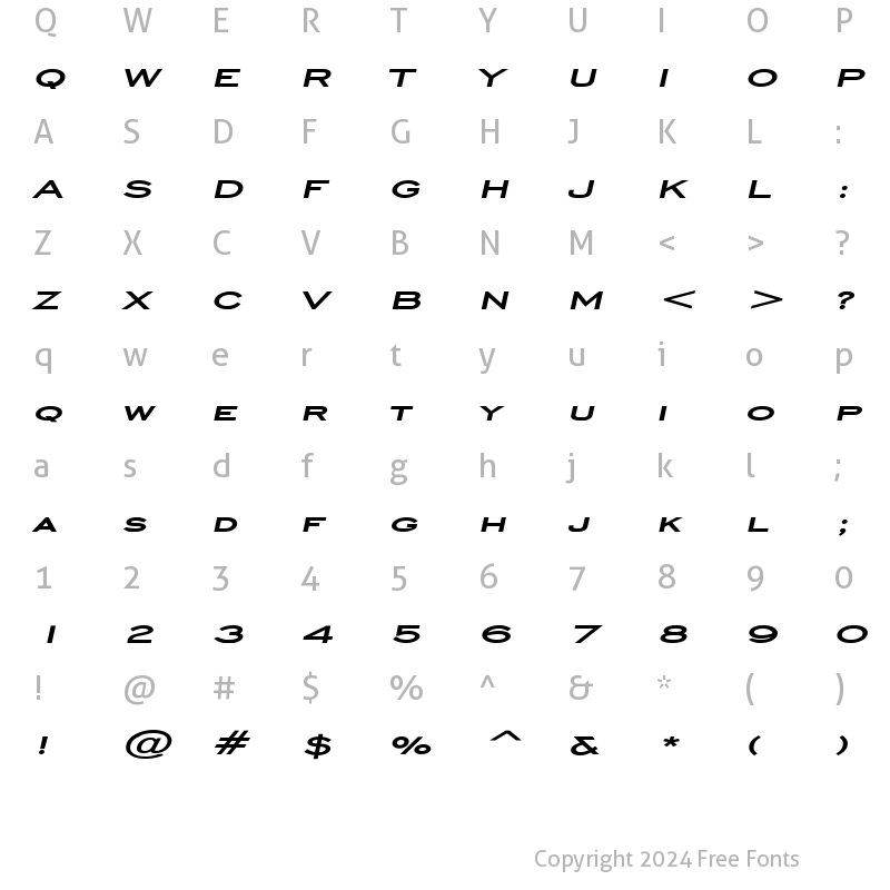 Character Map of Chisel Extended Bold Italic