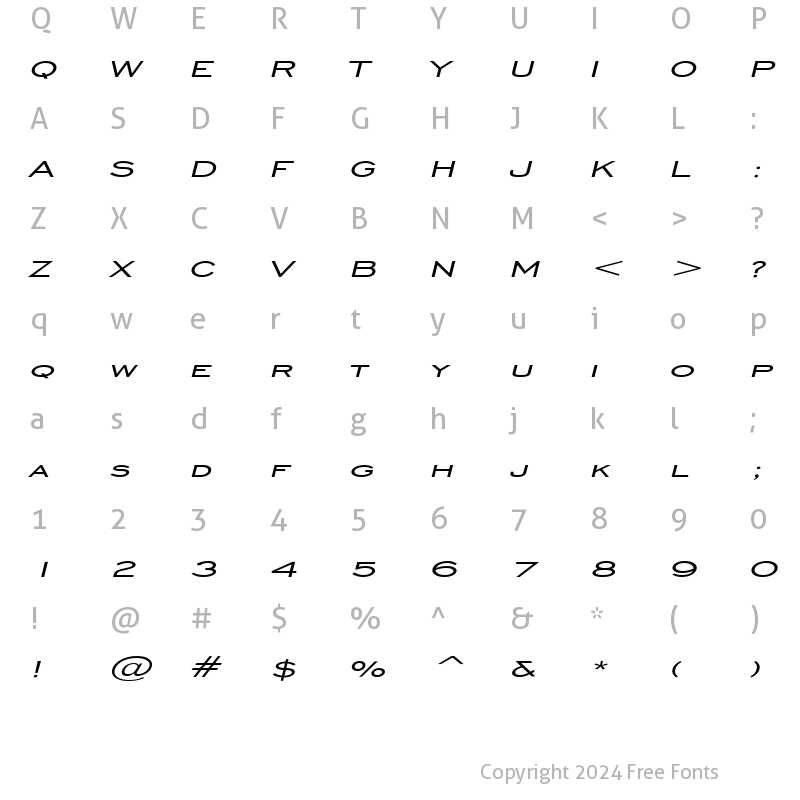 Character Map of Chisel Extended Italic