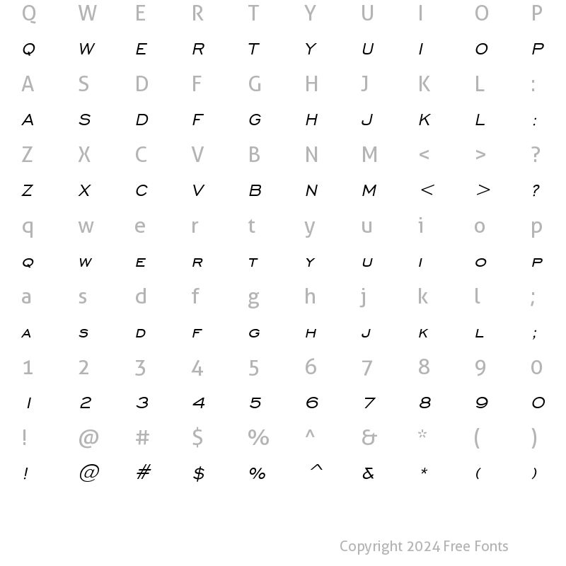 Character Map of Chisel Italic