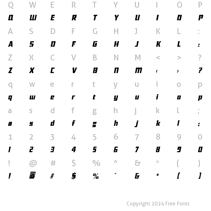 Character Map of ChiselCondensed Italic