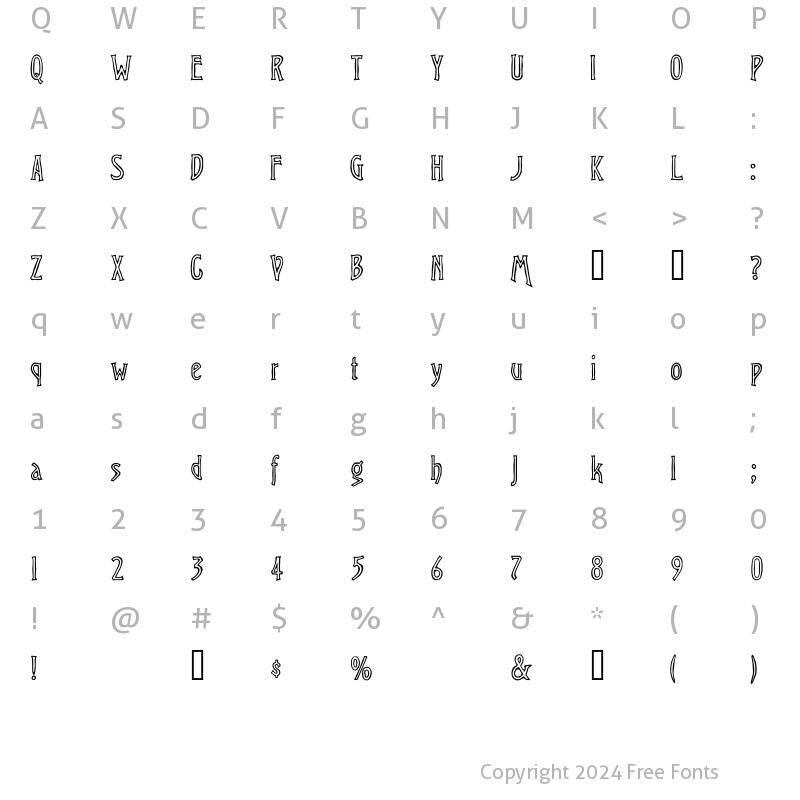 Character Map of Chiseled Open Regular