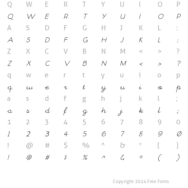 Character Map of ChitownScript Light Italic