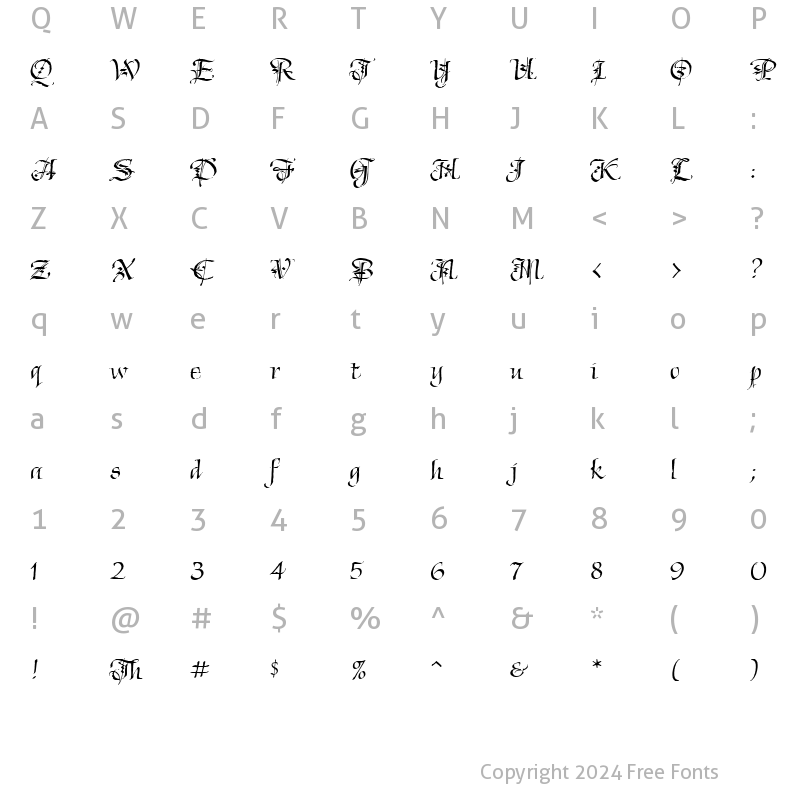 Character Map of Chivalry Decorative ITCTT Regular