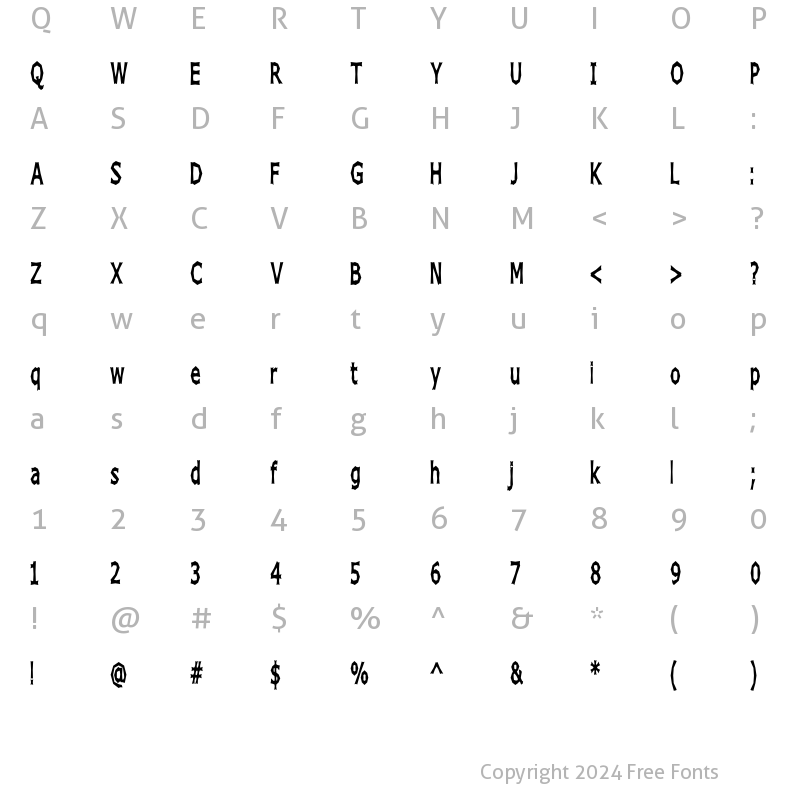 Character Map of Chizz High Regular