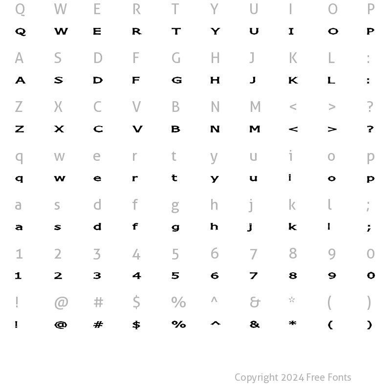 Character Map of Chizz Wide Regular