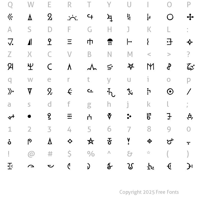 Character Map of Ch'Lanou Hand-Written Regular