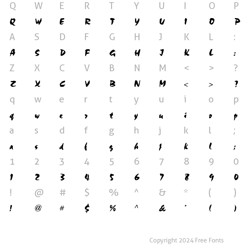 Character Map of ChocICG Regular