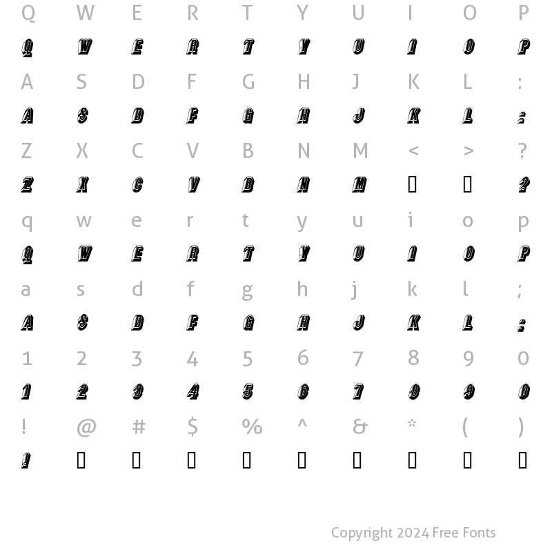 Character Map of Chocolate-Condensed Italic