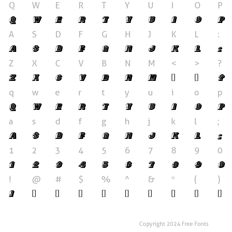 Character Map of Chocolate-Extended Italic