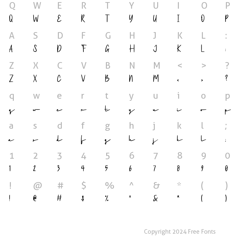 Character Map of ChocoRomance Script