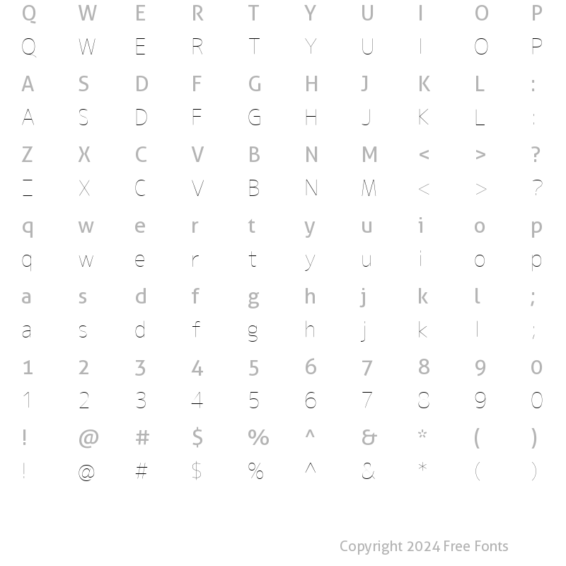 Character Map of Chogokuboso Gothic Regular