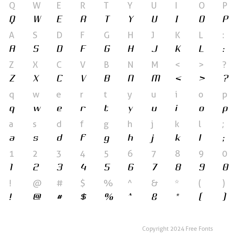 Character Map of Choktoff Oblique Regular