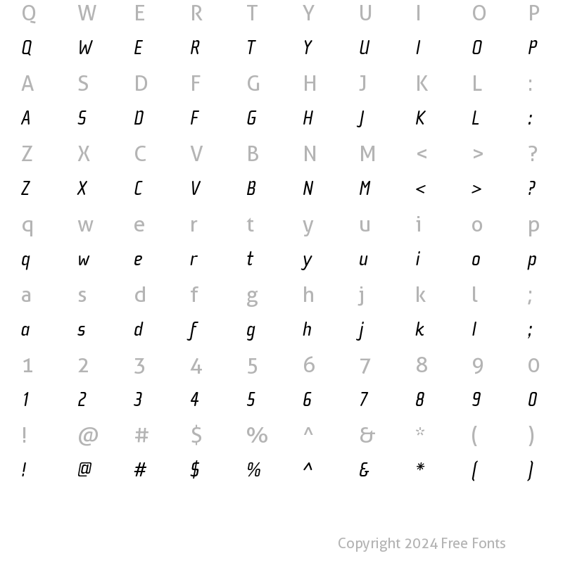 Character Map of ChollaSans Italic