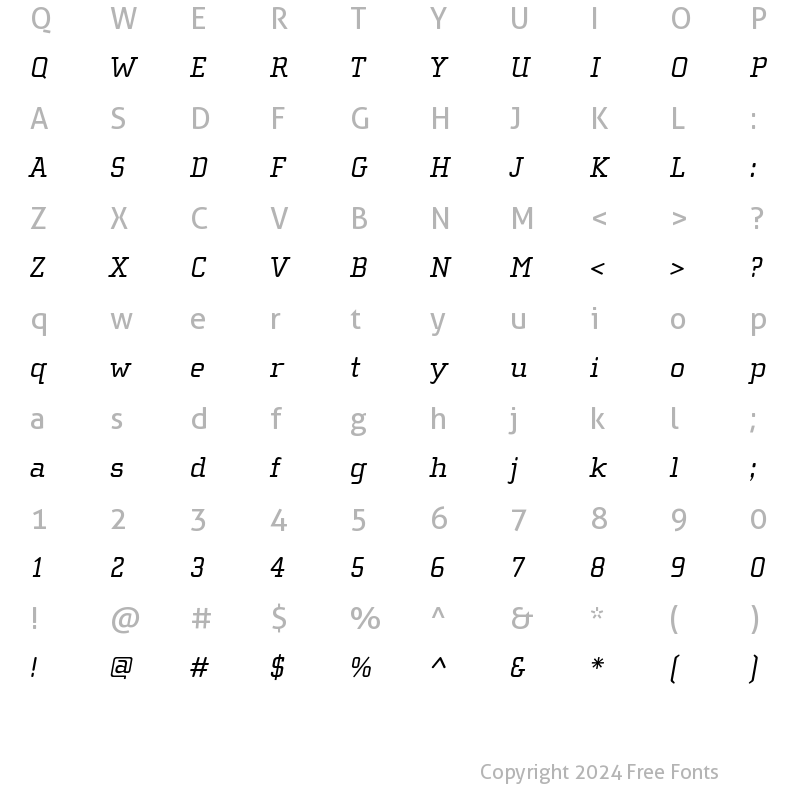 Character Map of ChollaSlab Oblique