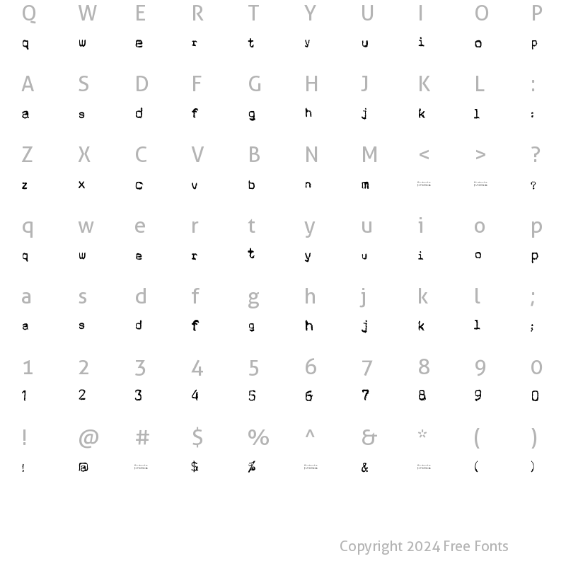 Character Map of Cholo Sperry Rand R20 Micro